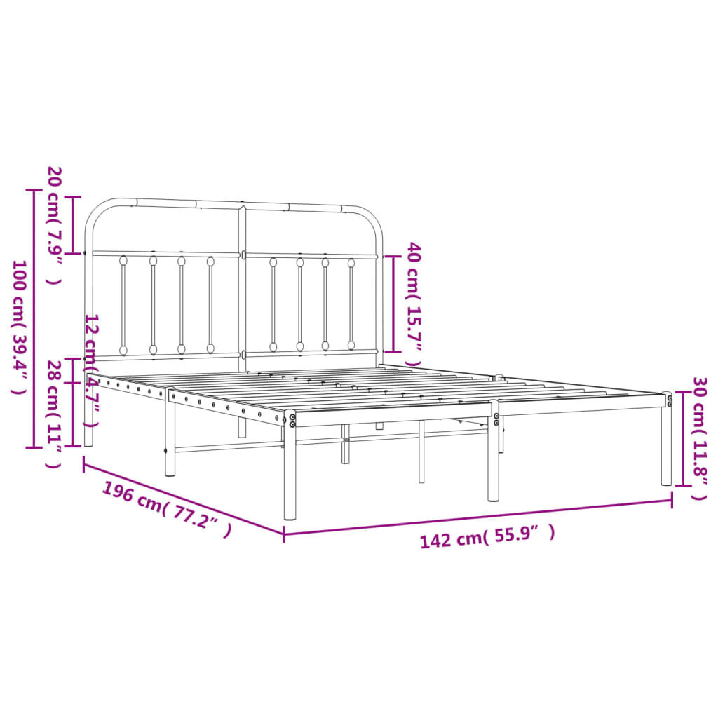 Gultas rāmis vidaXL, 135x190 cm, balts cena un informācija | Gultas | 220.lv