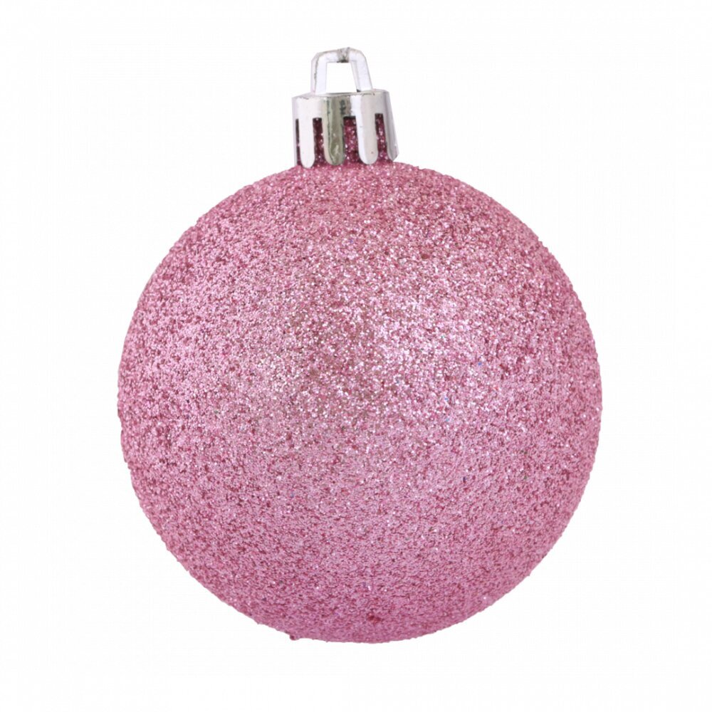 Ziemassvētku bumbiņu komplekts eCarla, 12.gab, rozā, Ø 6cm cena un informācija | Eglīšu rotājumi | 220.lv