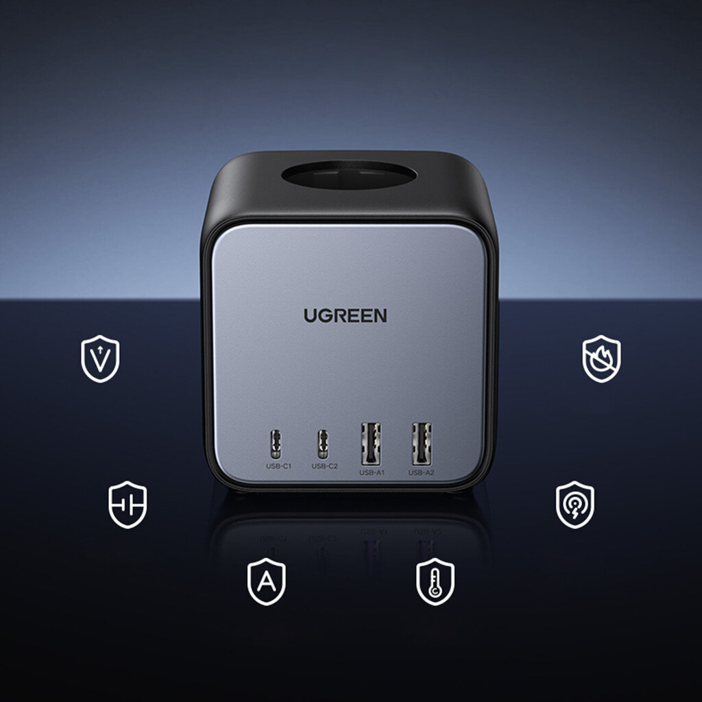 Ugreen CD268 3 in 1 kontaktdakša, koncentrators un USB lādētājs 65W цена и информация | Lādētāji un adapteri | 220.lv