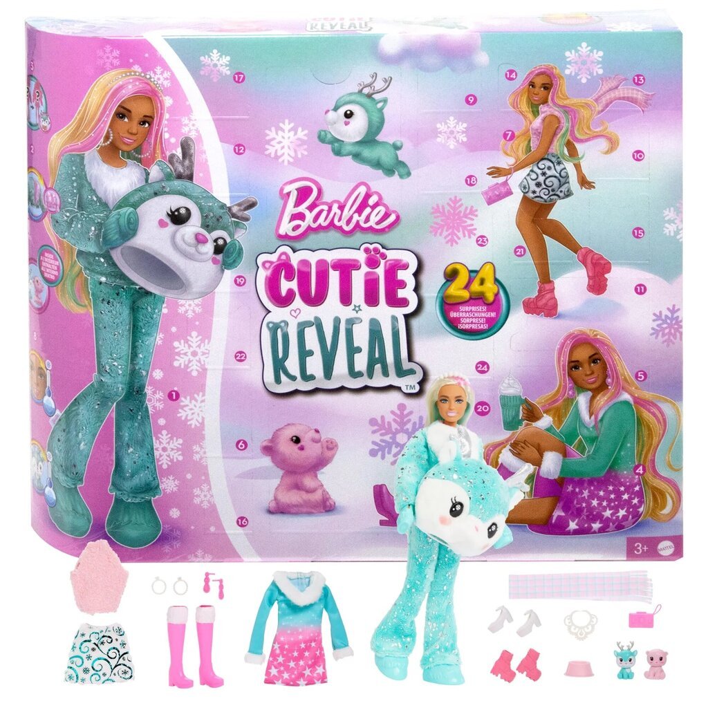 Adventes kalendārs Barbie Cutie Reveal цена и информация | Rotaļlietas meitenēm | 220.lv