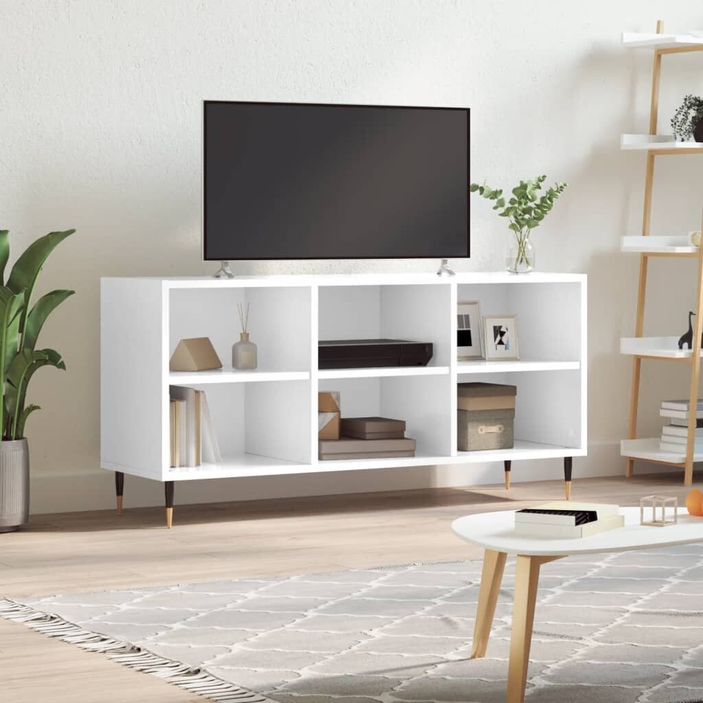 vidaXL TV skapītis, spīdīgi balts, 103,5x30x50 cm, inženierijas koks cena un informācija | TV galdiņi | 220.lv