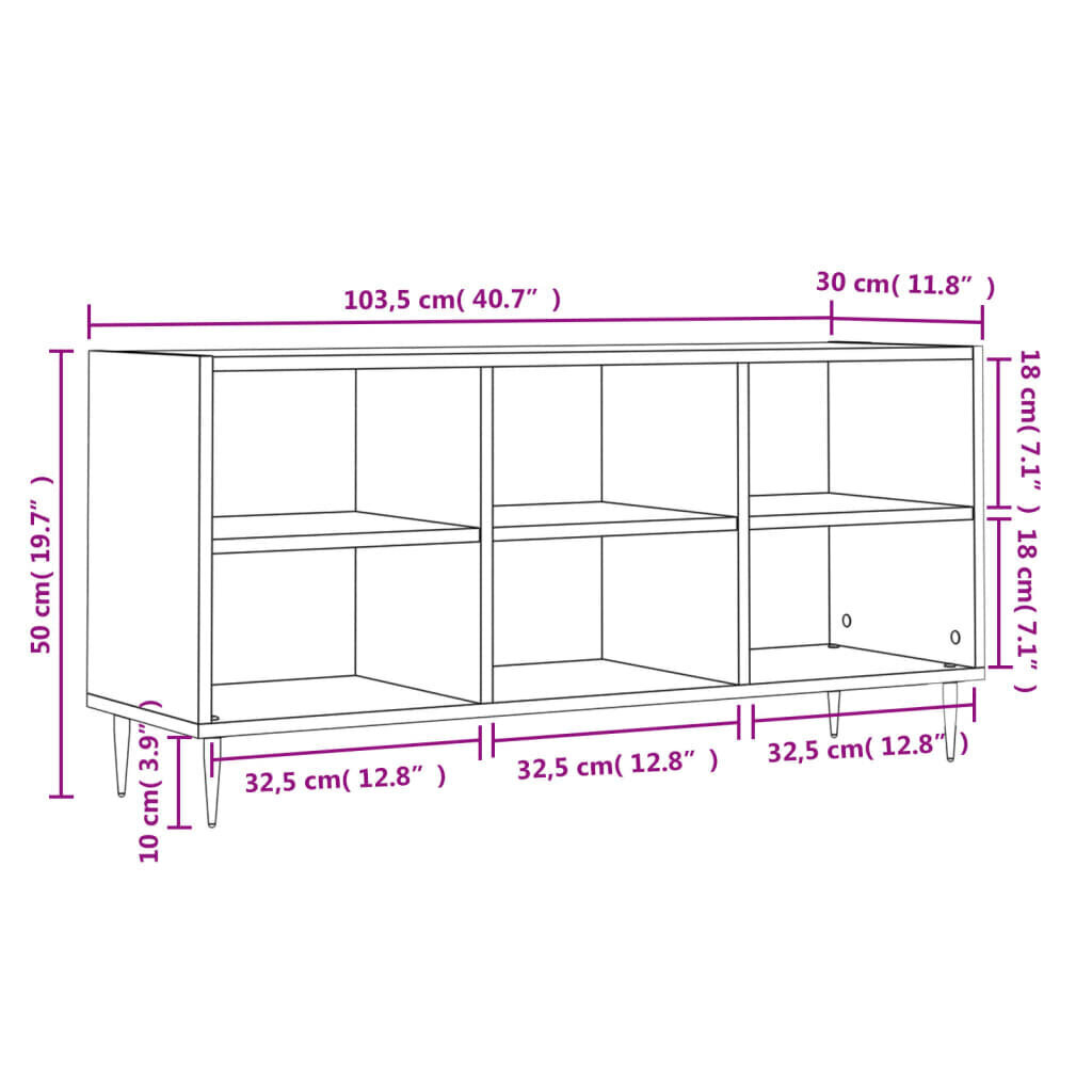 vidaXL TV plauktiņš, balts, 103,5x30x50 cm, inženierijas koks cena un informācija | TV galdiņi | 220.lv