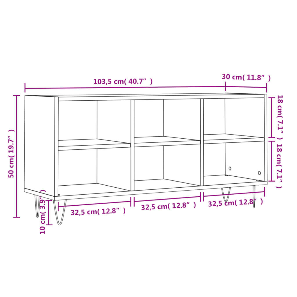 vidaXL TV plauktiņš, balts, 103,5x30x50 cm, inženierijas koks cena un informācija | TV galdiņi | 220.lv