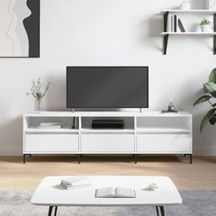 vidaXL TV skapītis, balts, 150x30x44,5 cm, inženierijas koks цена и информация | Тумбы под телевизор | 220.lv