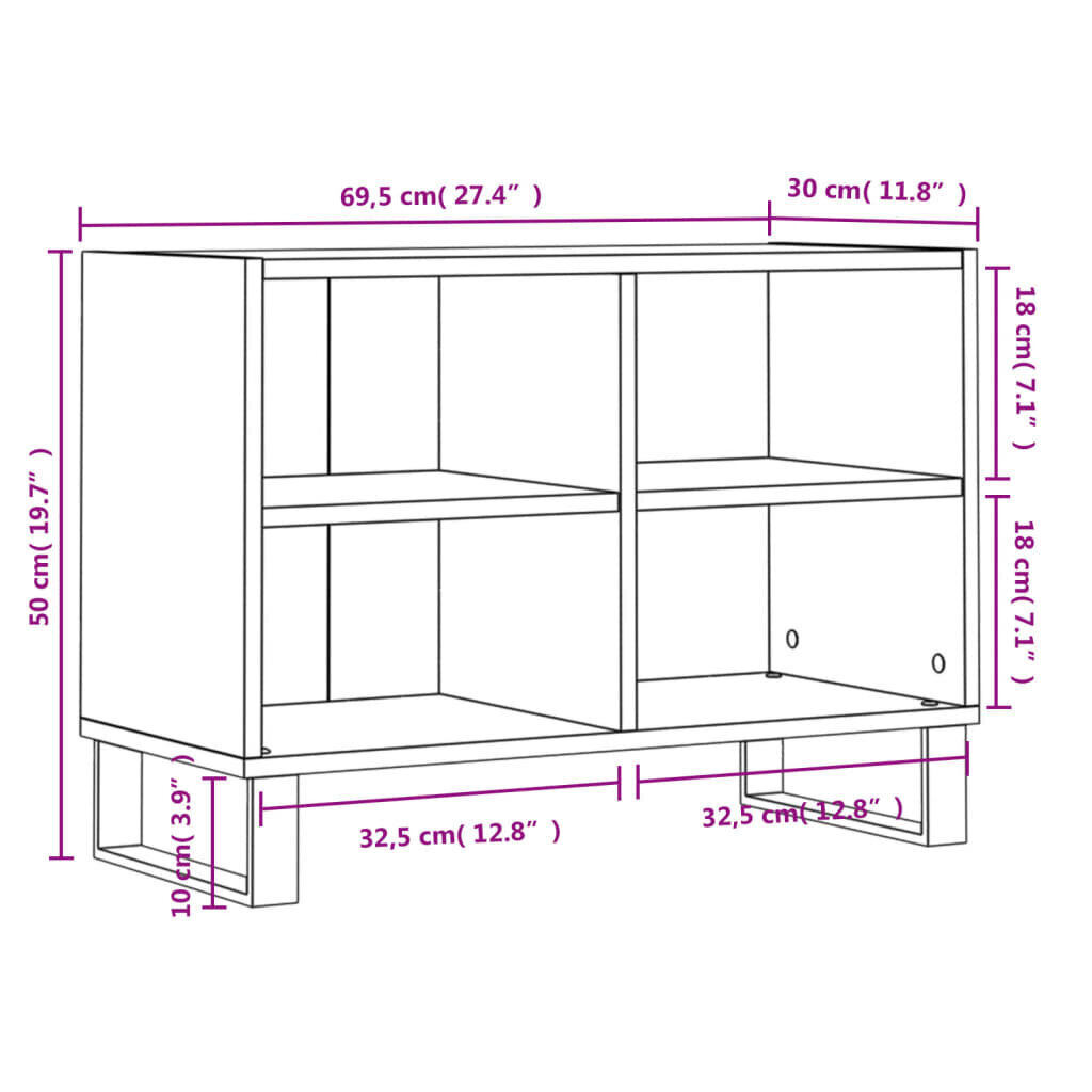 vidaXL TV plauktiņš, melns, 69,5x30x50 cm, inženierijas koks цена и информация | TV galdiņi | 220.lv