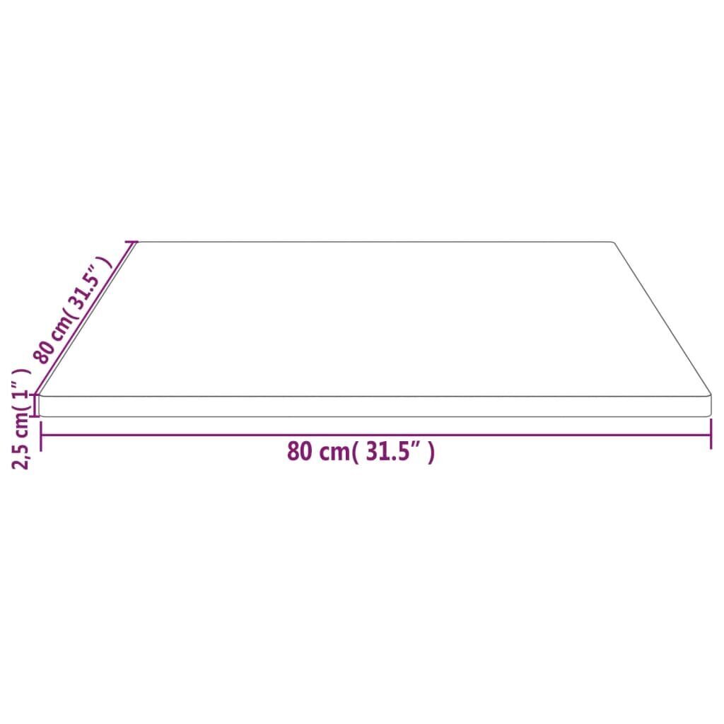 Galda virsma, 80x80x2,5 cm, priedes masīvkoks, kvadrāta forma cena un informācija | Virsmas galdiem | 220.lv