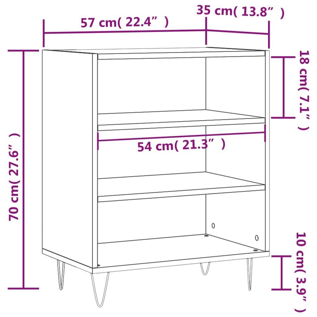 Kumode, betona pelēka, 57x35x70 cm, inženierijas koks cena un informācija | Skapīši viesistabai | 220.lv