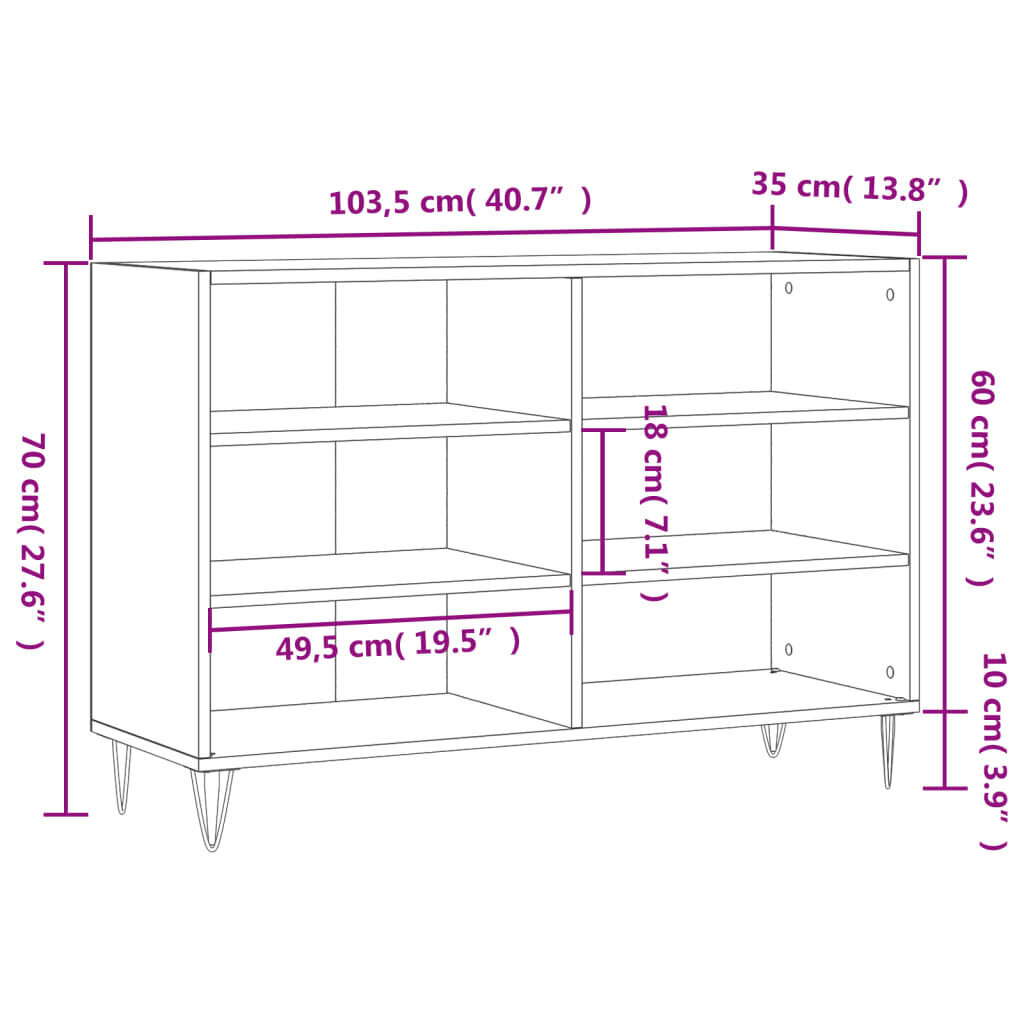 Kumode, ozolkoka krāsa, 103,5x35x70 cm, inženierijas koks cena un informācija | Skapīši viesistabai | 220.lv