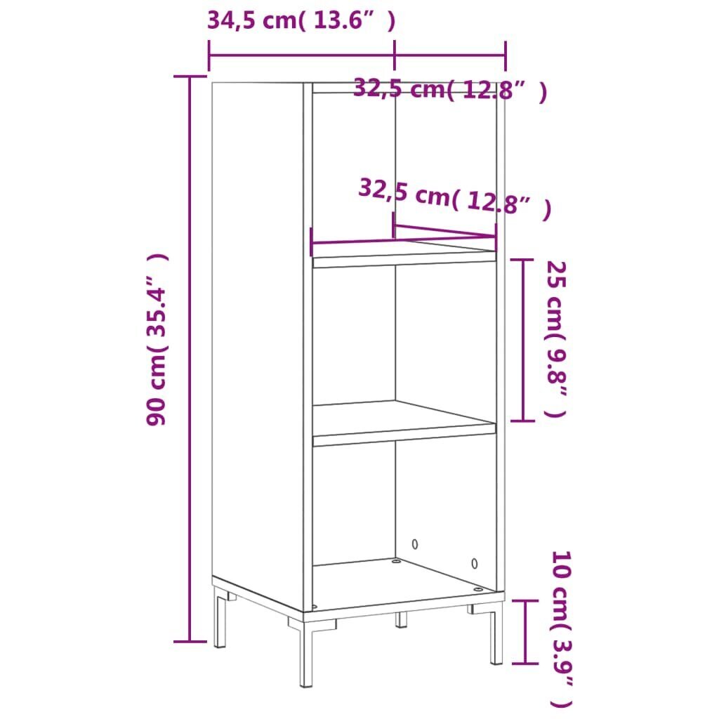 vidaXL plaukts, melns, 34,5x32,5x90 cm, inženierijas koks цена и информация | Skapīši viesistabai | 220.lv