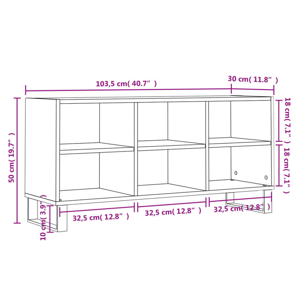 vidaXL TV plauktiņš, melns, 103,5x30x50 cm, inženierijas koks cena un informācija | TV galdiņi | 220.lv