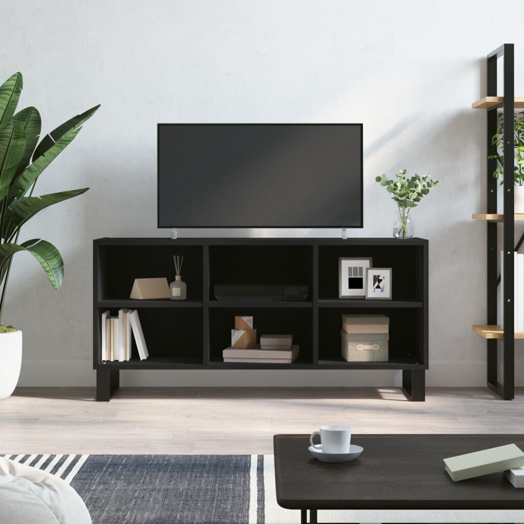 vidaXL TV plauktiņš, melns, 103,5x30x50 cm, inženierijas koks цена и информация | TV galdiņi | 220.lv