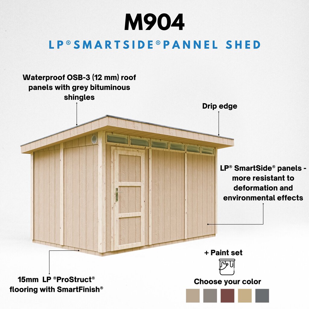 Instrumentu novietne Timbela LP SmartSide M904 ar krāsu komplektu Tundra Grey cena un informācija | Dārza mājiņas, šķūņi, malkas nojumes | 220.lv