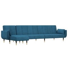 vidaXL L-formas dīvāngulta, zila, 275x140x70 cm, samts cena un informācija | Dīvāni | 220.lv