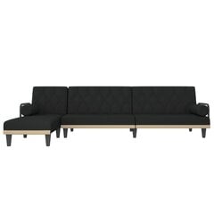 vidaXL L-formas dīvāngulta, melna, 260x140x70 cm, audums цена и информация | Угловые диваны | 220.lv