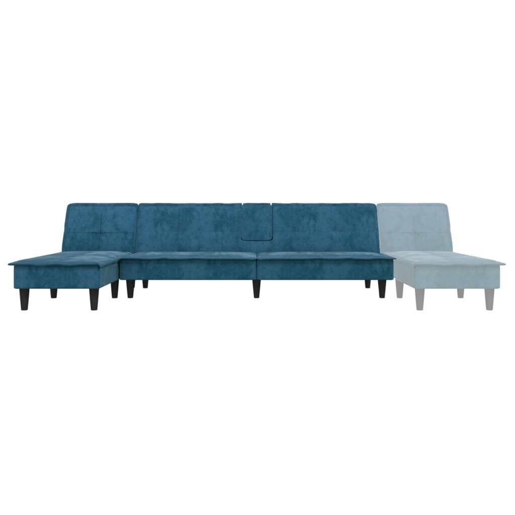 vidaXL L-formas dīvāngulta, zila, 255x140x70 cm, samts cena un informācija | Stūra dīvāni | 220.lv