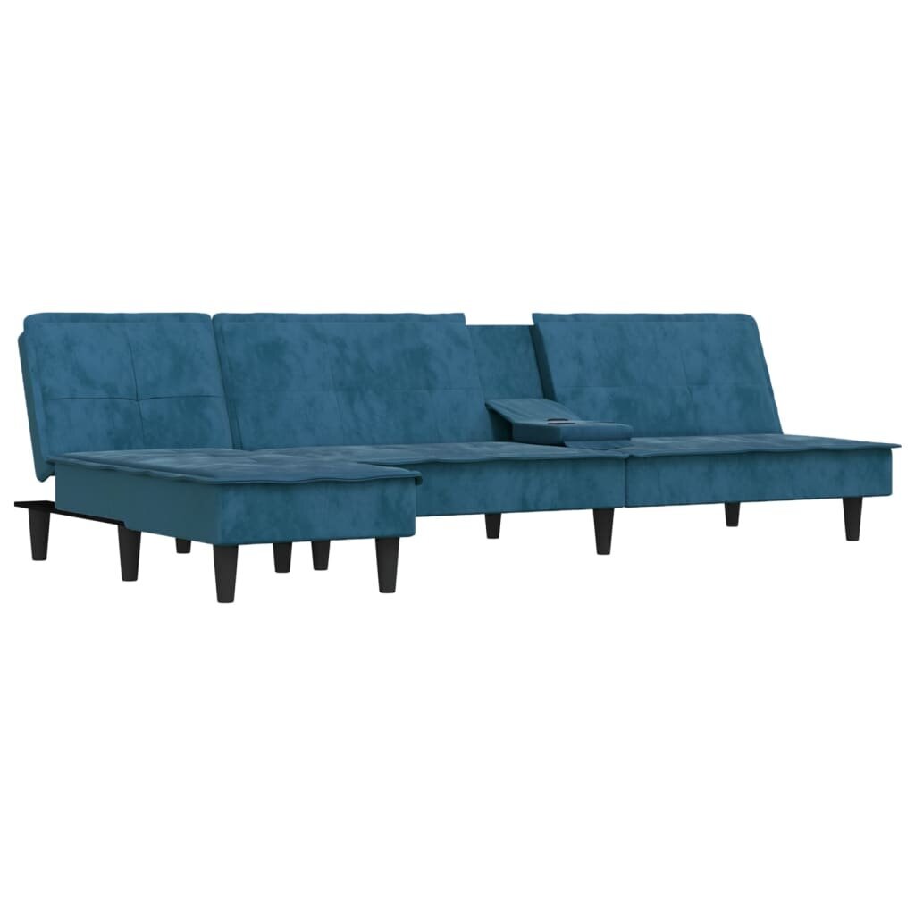 vidaXL L-formas dīvāngulta, zila, 255x140x70 cm, samts cena un informācija | Stūra dīvāni | 220.lv