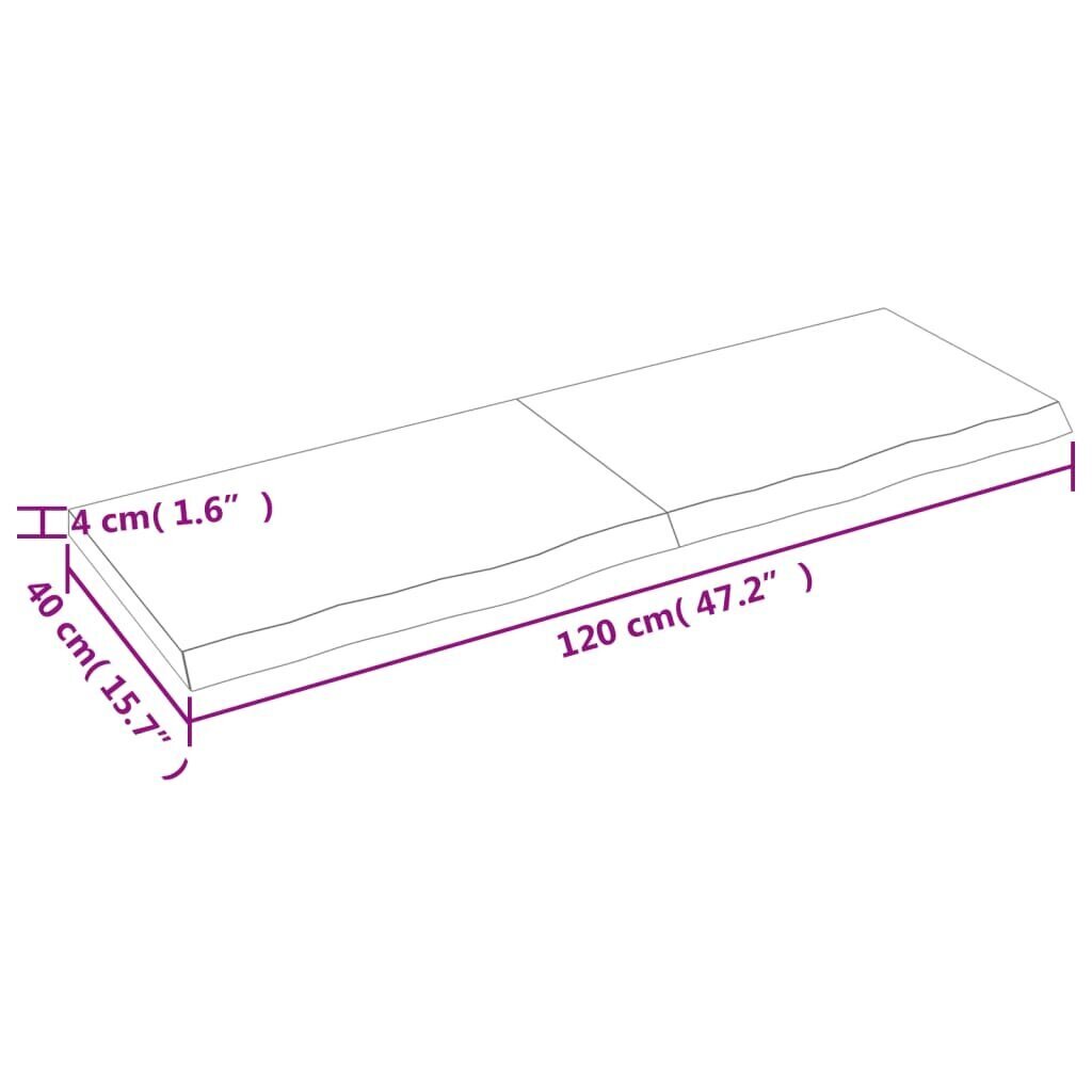 vidaXL sienas plaukts, gaiši brūns, 120x40x4 cm, ozola masīvkoks cena un informācija | Plaukti | 220.lv