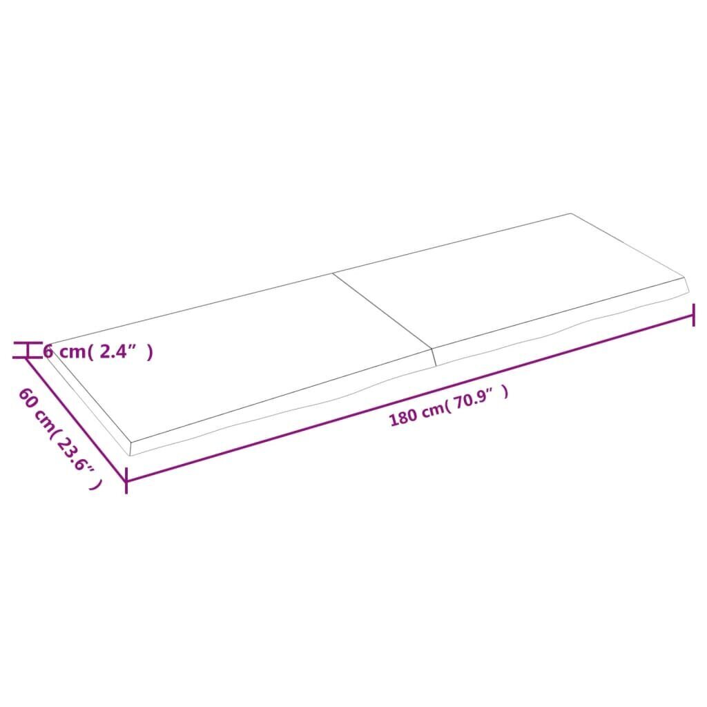 vidaXL sienas plaukts, gaiši brūns, 180x60x6 cm, ozola masīvkoks cena un informācija | Plaukti | 220.lv