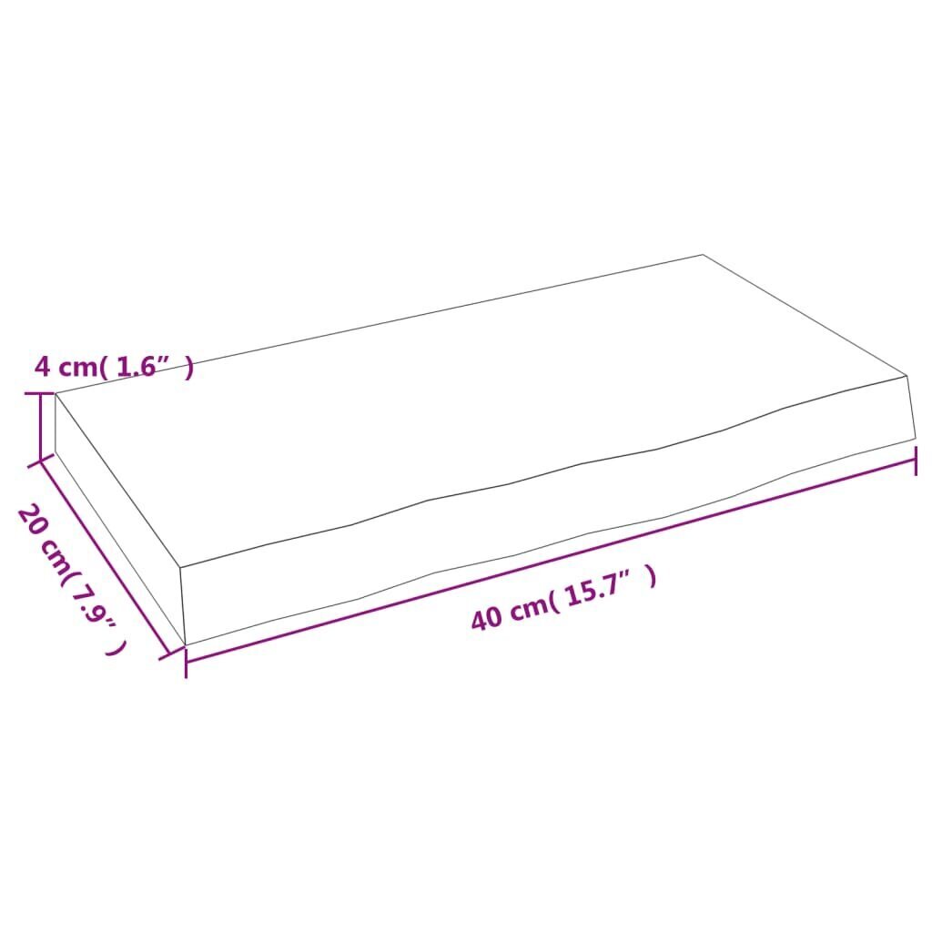 vidaXL sienas plaukts, tumši pelēks, 40x20x4 cm, ozola masīvkoks cena un informācija | Plaukti | 220.lv