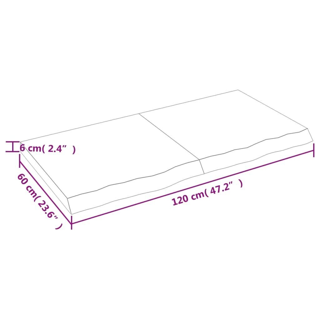 vidaXL sienas plaukts, tumši pelēks, 120x60x6 cm, ozola masīvkoks cena un informācija | Plaukti | 220.lv