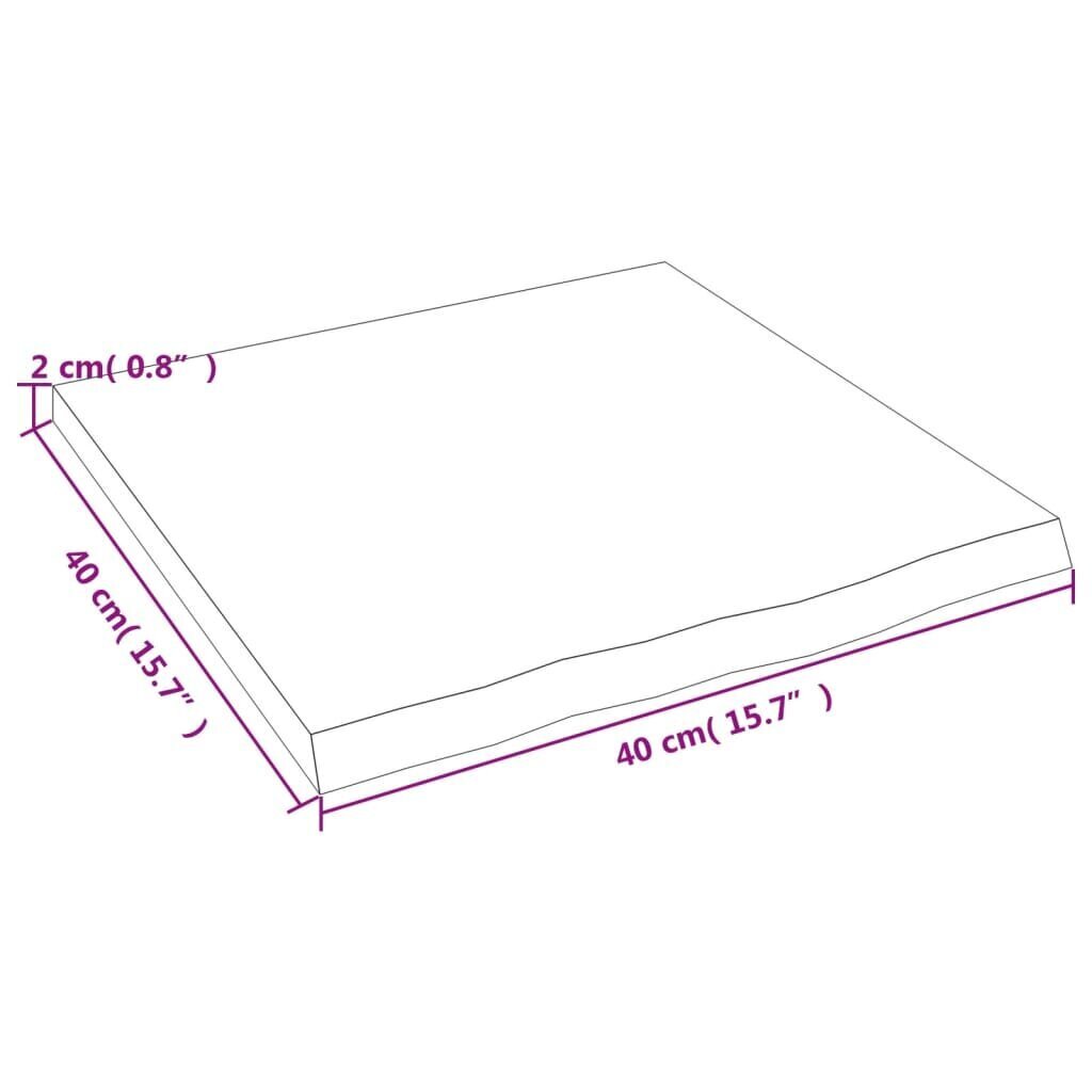 vidaXL sienas plaukts, 40x40x2 cm, neapstrādāts ozola masīvkoks cena un informācija | Plaukti | 220.lv