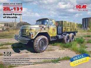  Сборная пластиковая модель. ICM - ZiL-131 Military Truck of the Armed Forces of Ukraine, 1/72, 72816 цена и информация | Склеиваемые модели | 220.lv