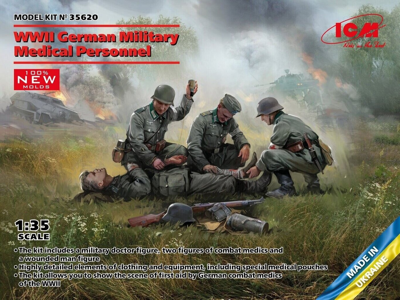 Līmējošais modelis ICM 35620 WWII German Military Medical Personnel 1/35 cena un informācija | Līmējamie modeļi | 220.lv