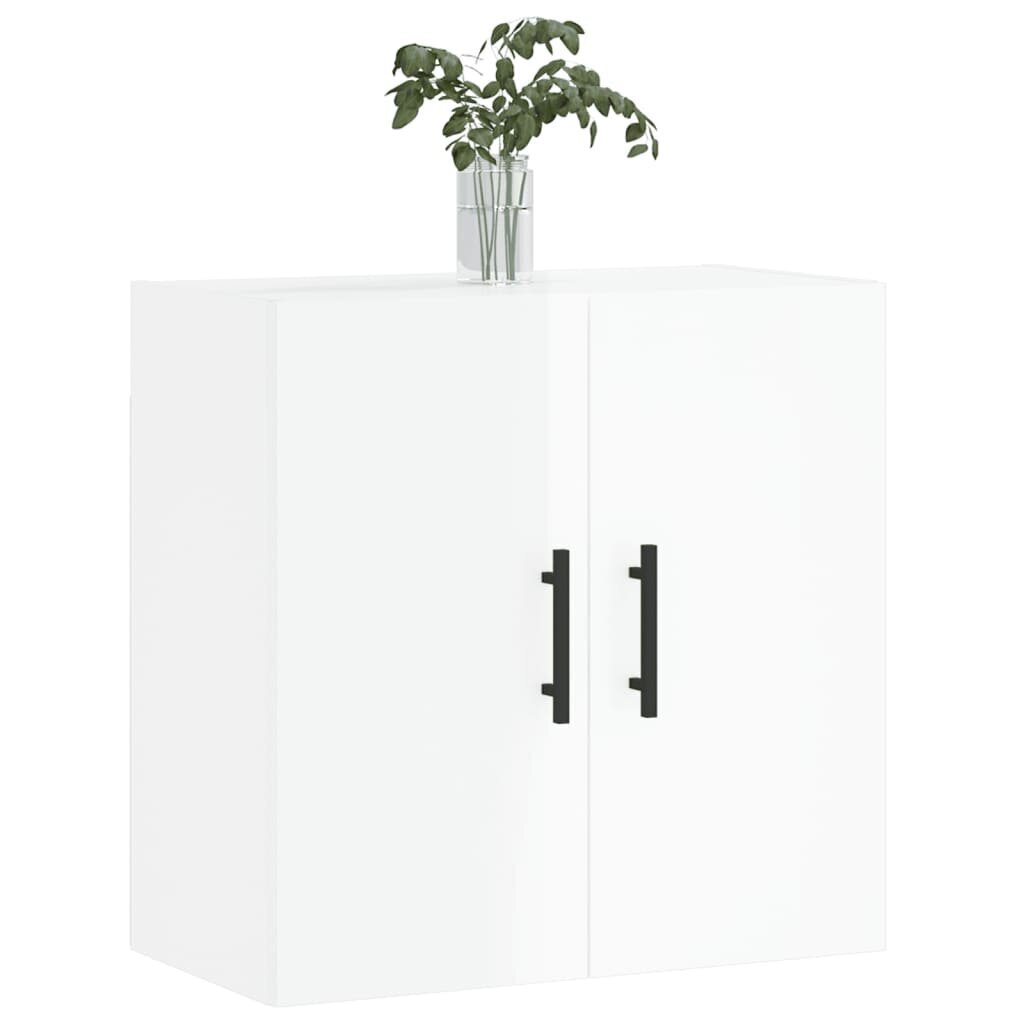 vidaXL sienas skapītis, spīdīgi balts, 60x31x60 cm, inženierijas koks cena un informācija | Skapīši viesistabai | 220.lv