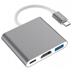 Переходник, 3-в-1, USB тип C, на Hdmi, Space Grey, Co2 цена и информация | Адаптеры и USB разветвители | 220.lv