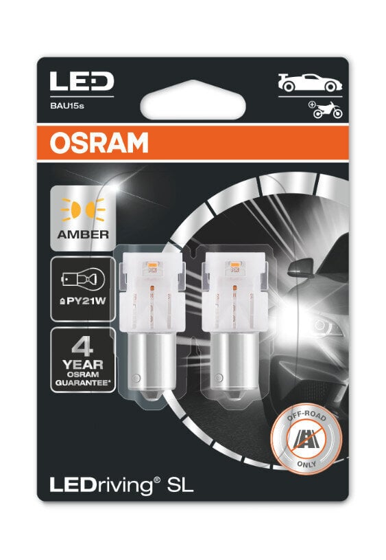 Osrami LED spuldzes 12V LED PY21W Amber 1.3W BAU15S 2gab cena un informācija | Auto spuldzes | 220.lv