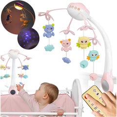 Карусель с проектором для детской кровати, розовая цена и информация | Игрушки для малышей | 220.lv