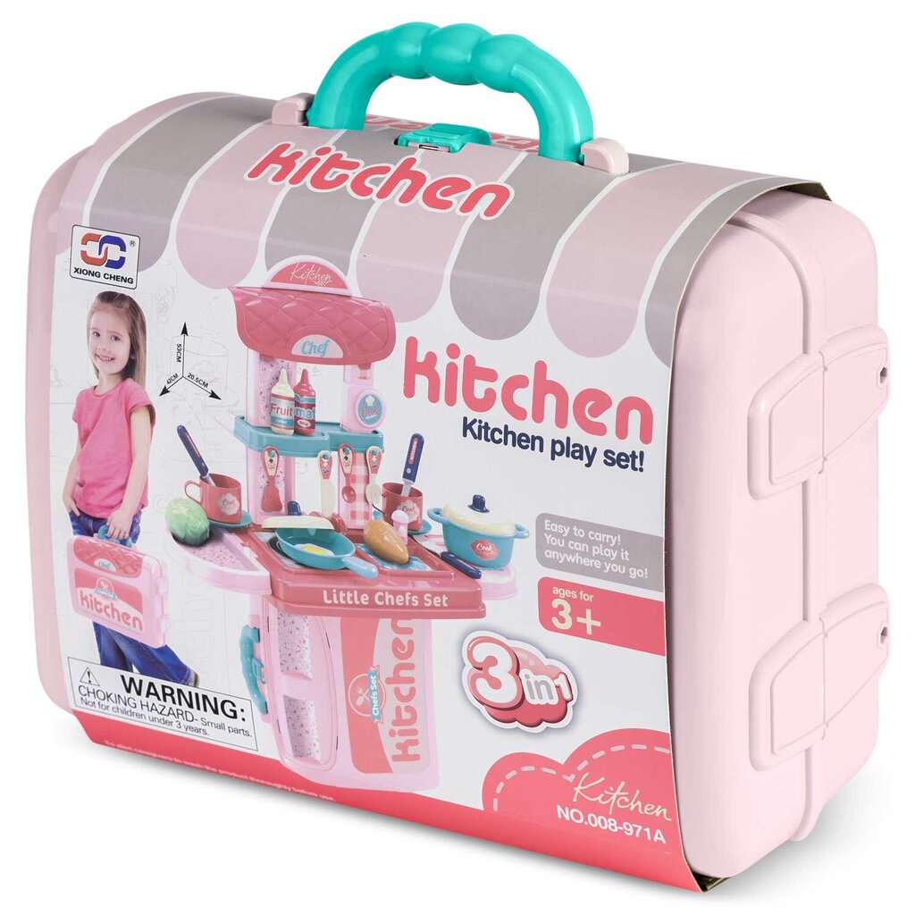 Bērnu virtuve ar čemodānu, rozā cena un informācija | Rotaļlietas meitenēm | 220.lv