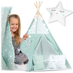 Bērnu telts ar laternām un zvaigznītēm, piparmētru krāsām cena un informācija | Bērnu rotaļu laukumi, mājiņas | 220.lv