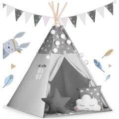 Детская палатка-типи с гирляндой и огнями со звездами, серая цена и информация | Детские игровые домики | 220.lv