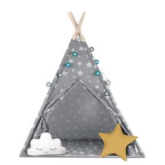 Палатка со звездными огнями Kids Tipi Tent, серая цена и информация | Детские игровые домики | 220.lv