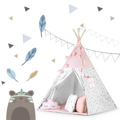 Детская палатка-типи с гирляндой и огнями, розовая цена и информация | Детские игровые домики | 220.lv