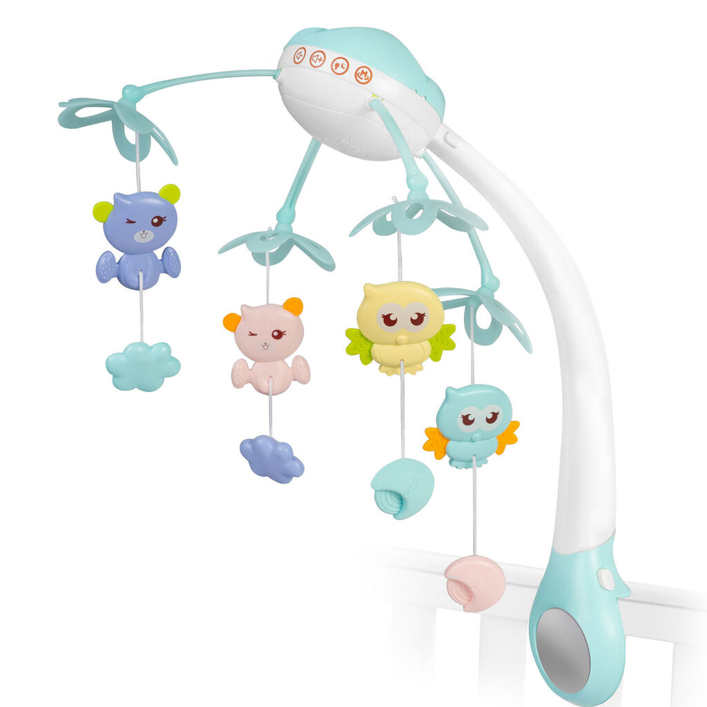 Karuselis ar projektoru bērnu gultai, zils цена и информация | Rotaļlietas zīdaiņiem | 220.lv