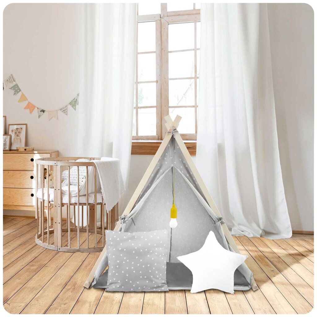 Bērnu rotaļu namiņš - telts ar lampu , pelēks cena un informācija | Bērnu rotaļu laukumi, mājiņas | 220.lv