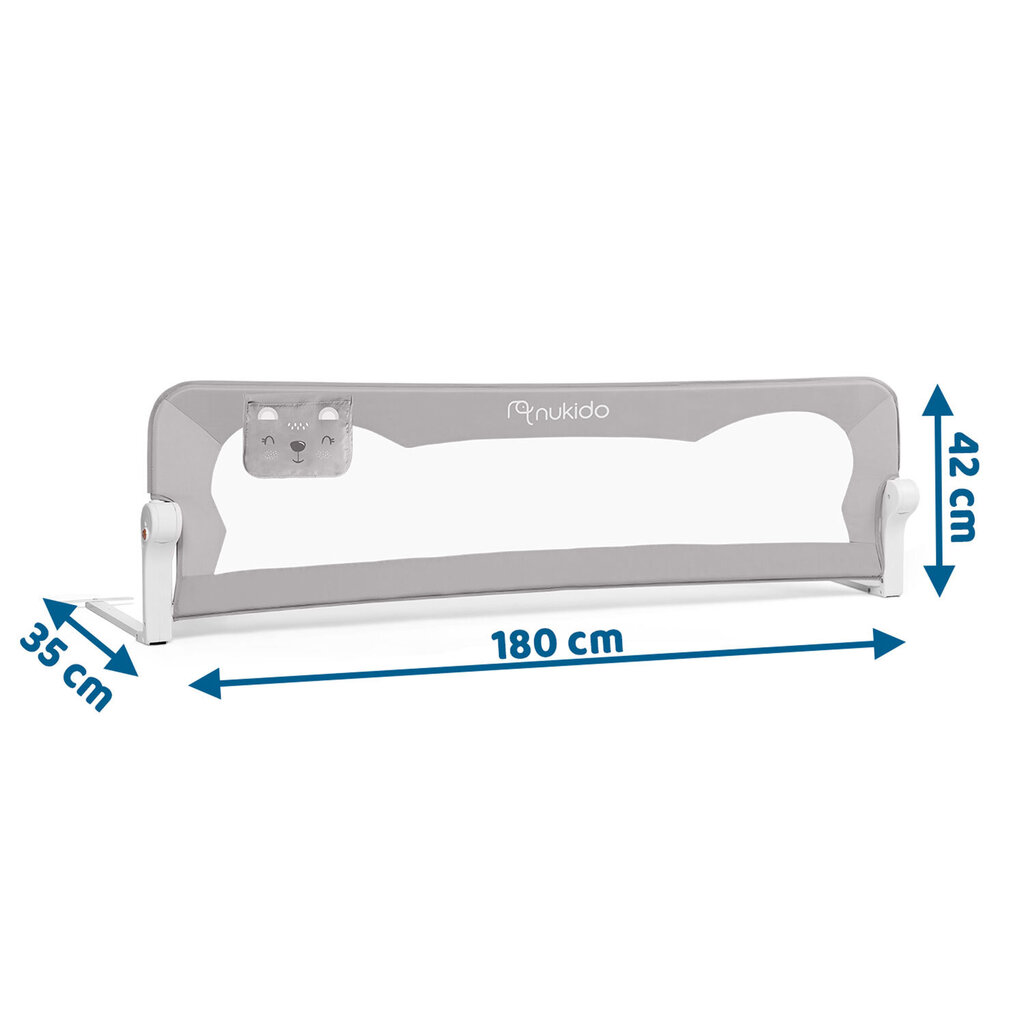 Gultas aizsarglīdzeklis - ierobežotājs, 180 x 42 x 35 cm, pelēks цена и информация | Bērnu drošības preces | 220.lv