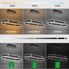 QAZPLM LED piekarināmais lukturis, regulējams augstums/spilgtums, tālvadības pults, melns цена и информация | Люстры | 220.lv