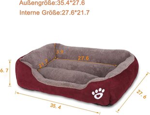 Моющаяся подстилка для маленьких и больших собак Fristone, 95x75 см, бордовая цена и информация | Лежаки, домики | 220.lv