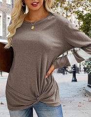 Женская футболка с длинными рукавами FCSONU, круглый вырез, коричневая цена и информация | Футболка женская | 220.lv