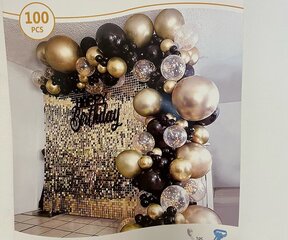 Balonu komplekts Garland-arch, zelta/melns, 100 gab. cena un informācija | Baloni | 220.lv