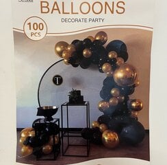 Balonu komplkets Garland-arch, melns/zelts, 100 gab. cena un informācija | Baloni | 220.lv