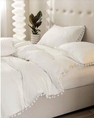 Pom Pom Decor gultas veļas komplekts (264x229 cm), 3 daļas, balta цена и информация | Постельное белье | 220.lv