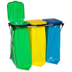 Statīvs maisiem atkritumu šķirošanai, 120L, 3 veidu цена и информация | Уличные контейнеры, контейнеры для компоста | 220.lv