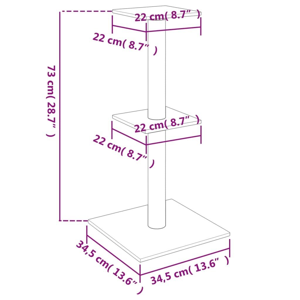 Kaķu māja vidaXL, 73 cm, krēmkrāsas цена и информация | Kaķu mājas, nagu asināmie | 220.lv