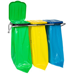 Piekarināms sienas statīvs atkritumu šķirošanai, 3 krāsas, 120L maisi цена и информация | Уличные контейнеры, контейнеры для компоста | 220.lv