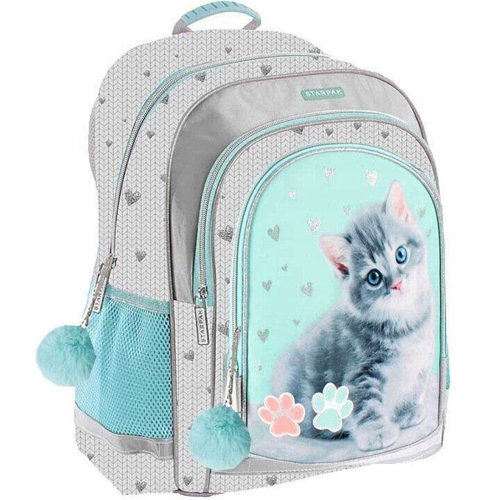 Skolas mugursoma ar piederumiem Starpak Kitty Mint 506934, 6 daļas цена и информация | Skolas somas | 220.lv