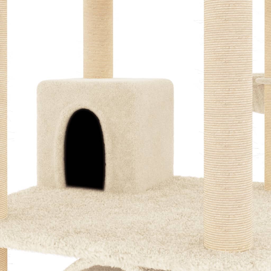 Kaķu māja vidaXL, 141 cm, krēmkrāsas cena un informācija | Kaķu mājas, nagu asināmie | 220.lv